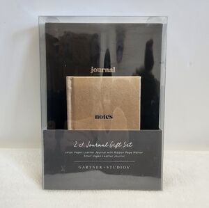Gartner Studios Black Gold Vegan Leather Journal 2 Piece Gift Set NWT